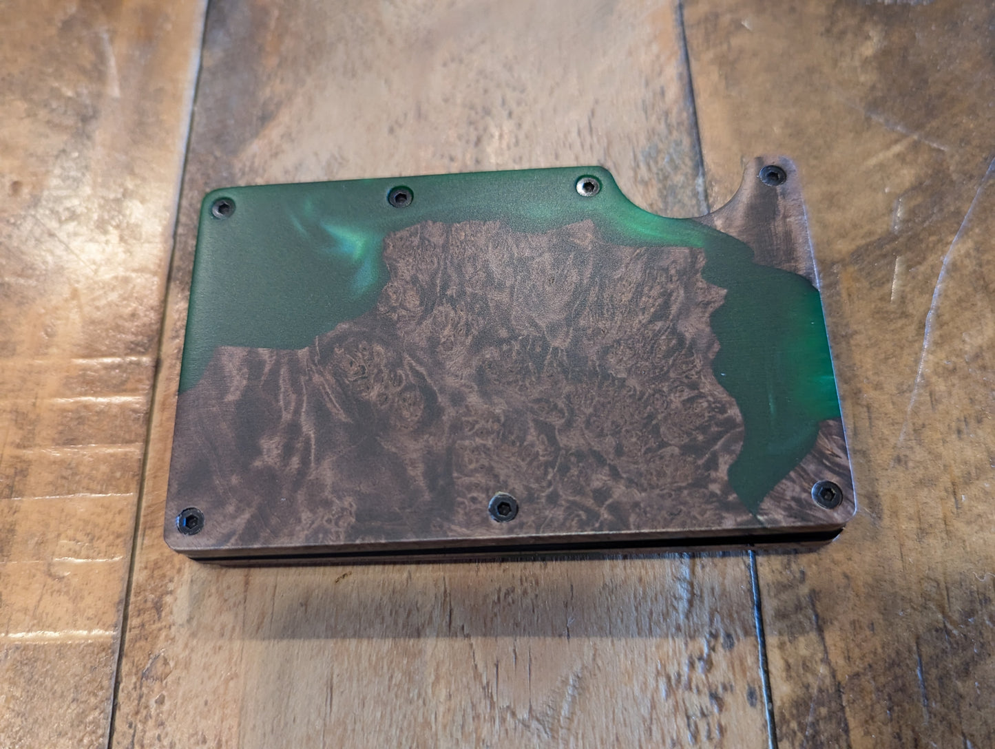 Wood & Green Resin Wallet