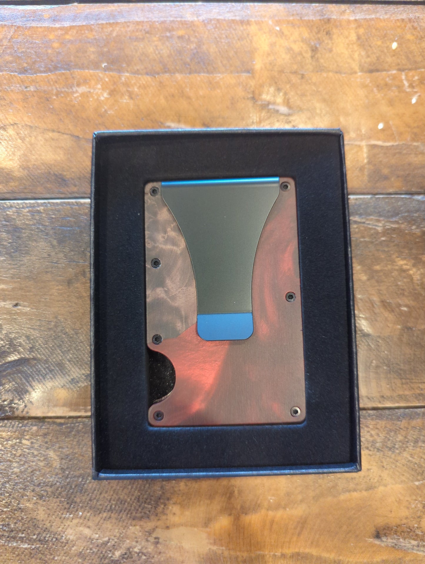 Wood & Red Resin Wallet