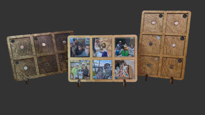 Wooden photo display with family photos - all three options