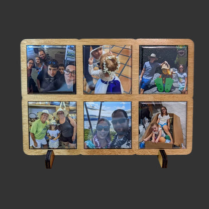 Wooden photo frame with multiple photos - Golden Oak