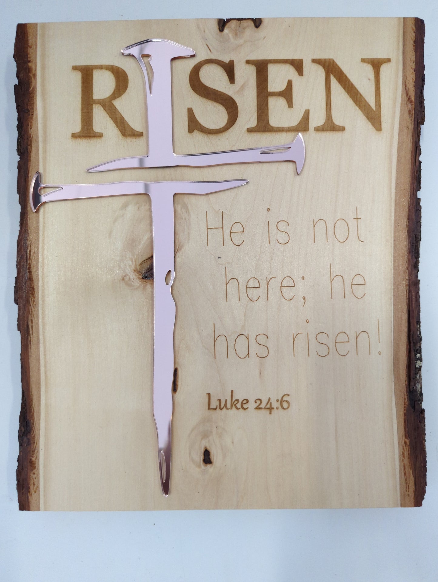 RISEN Wood & Acrylic Wall Decor