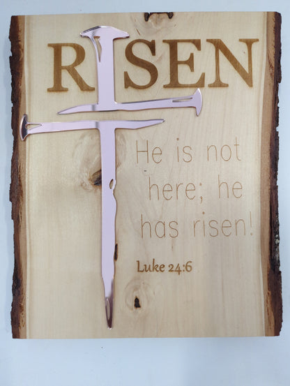 RISEN Wood & Acrylic Wall Decor