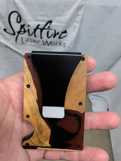 Wood & Black/Red Resin Wallet