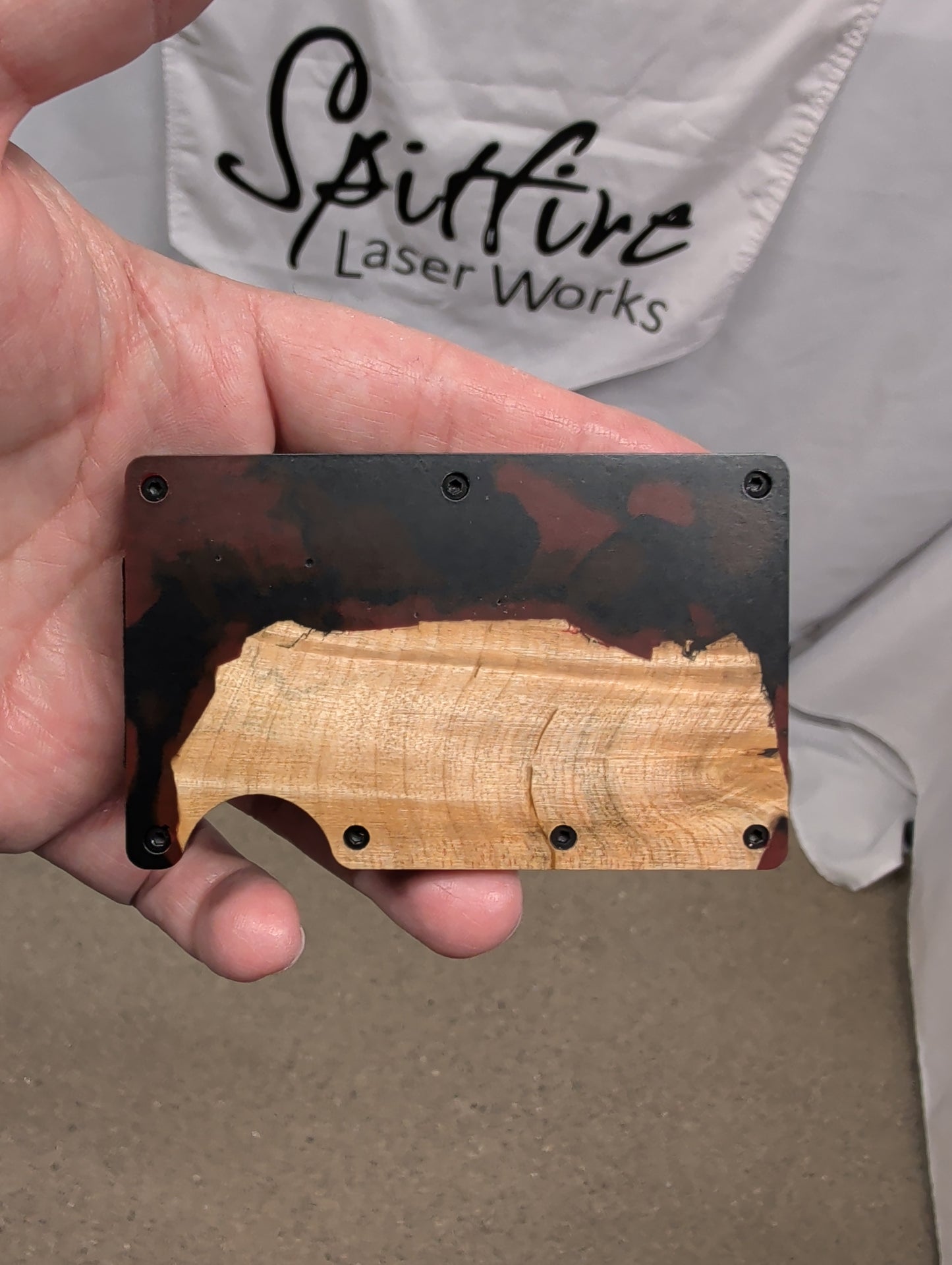 Wood & Black/Red Resin Wallet