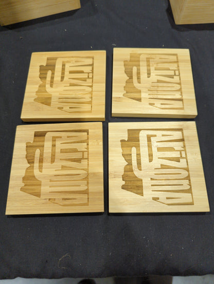 Bamboo Coaster Set (4PK) w/ holder